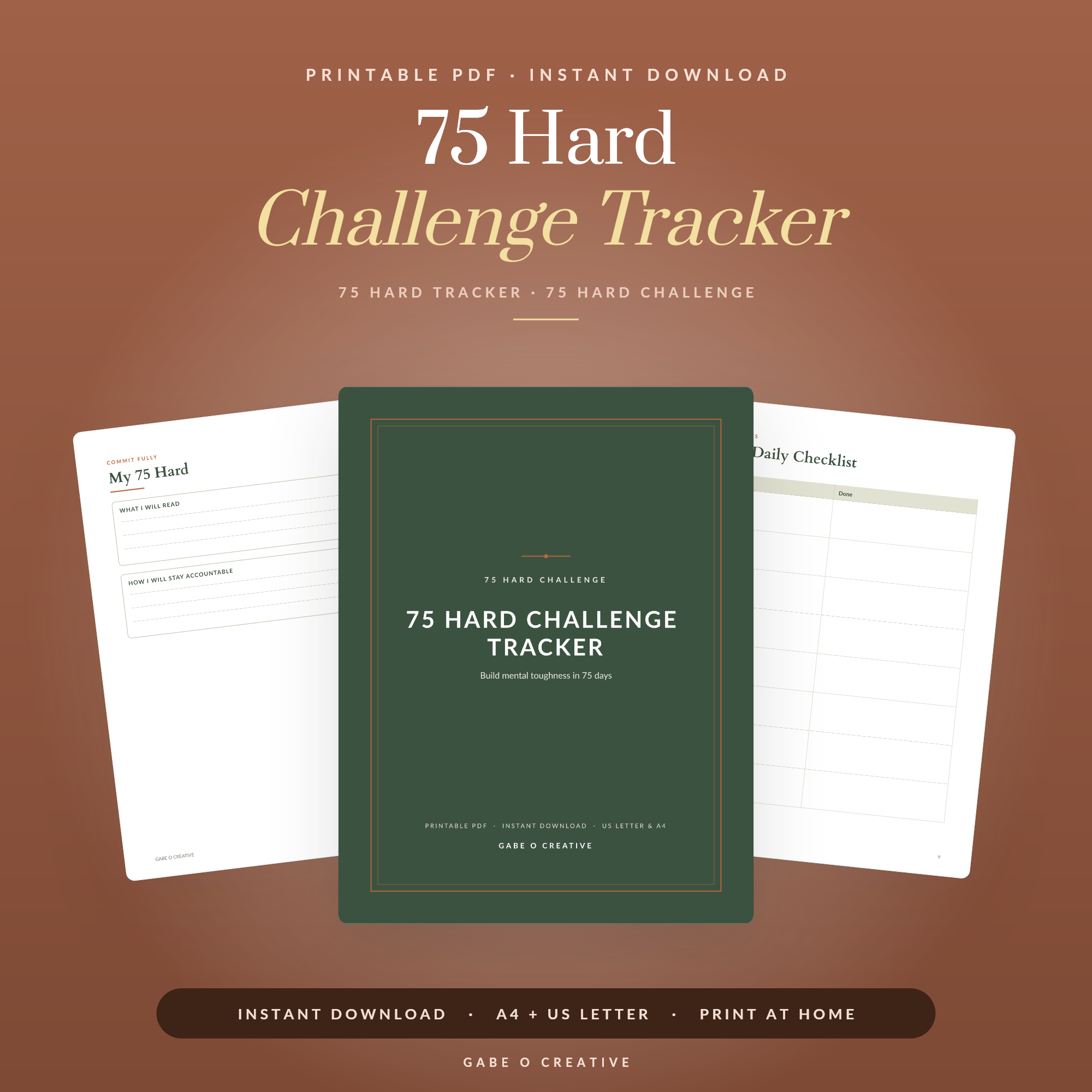tall 75 hard challenge tracker flat lay