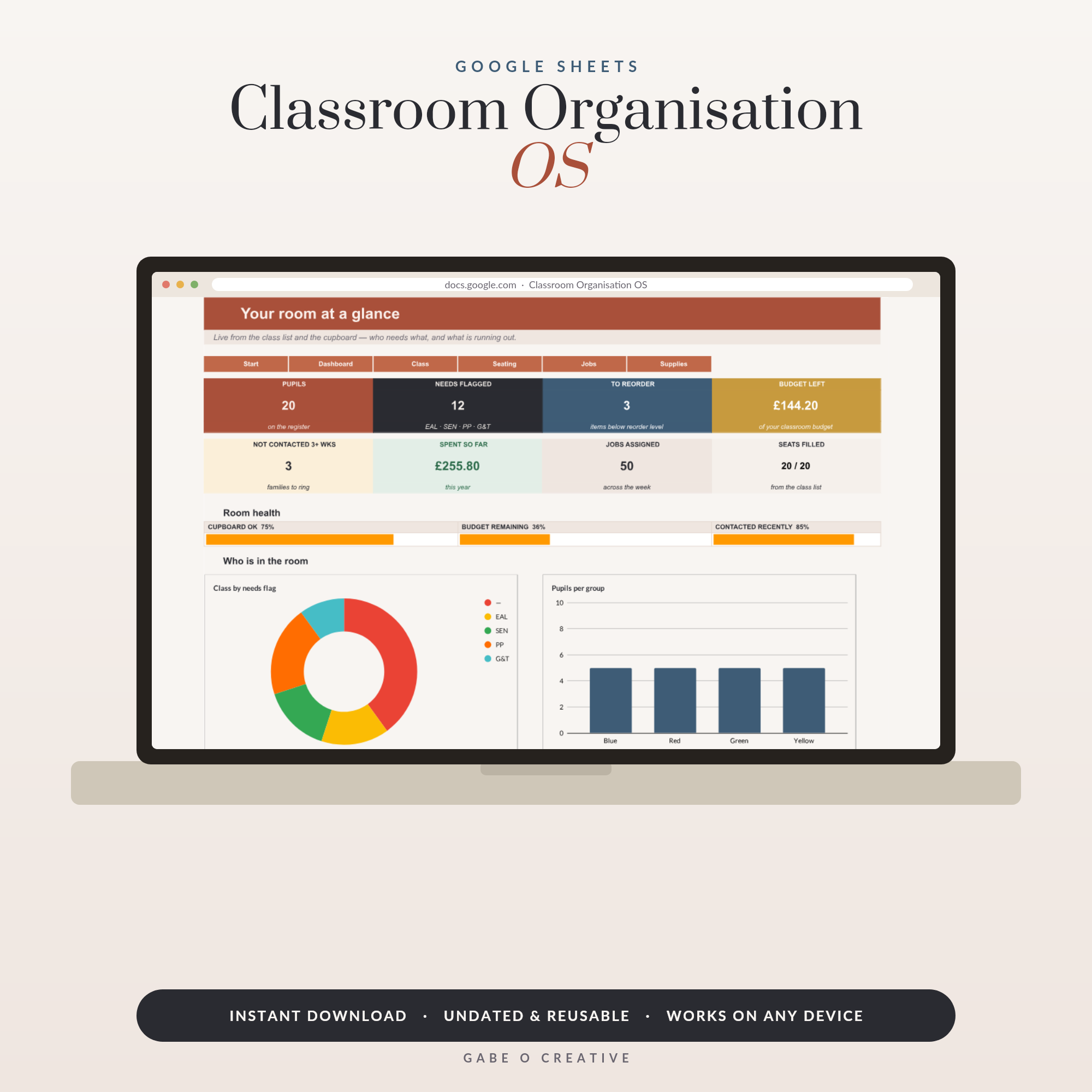 laptop showing a gradebook spreadsheet