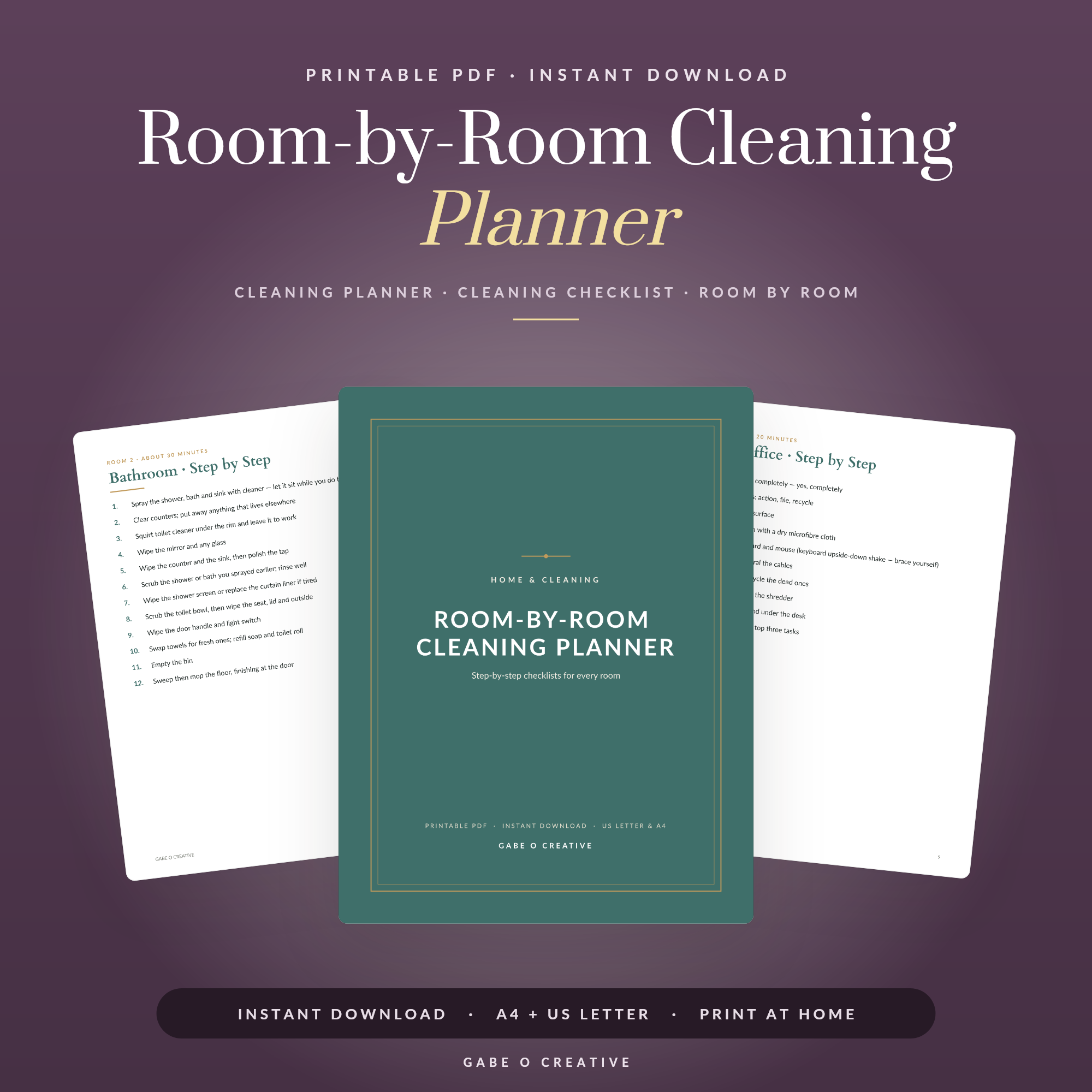 tall cleaning schedule planner flat lay