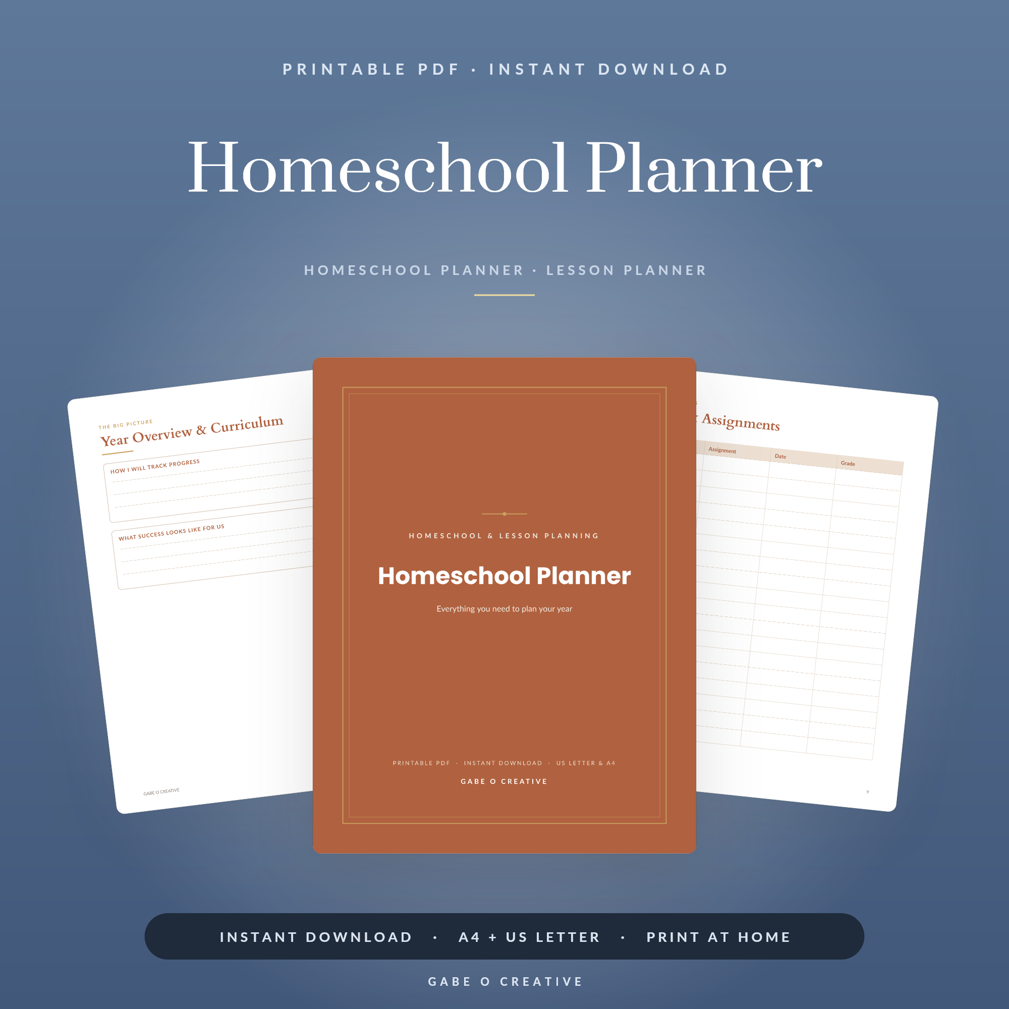 laptop showing a homeschool tracker beside an open workbook