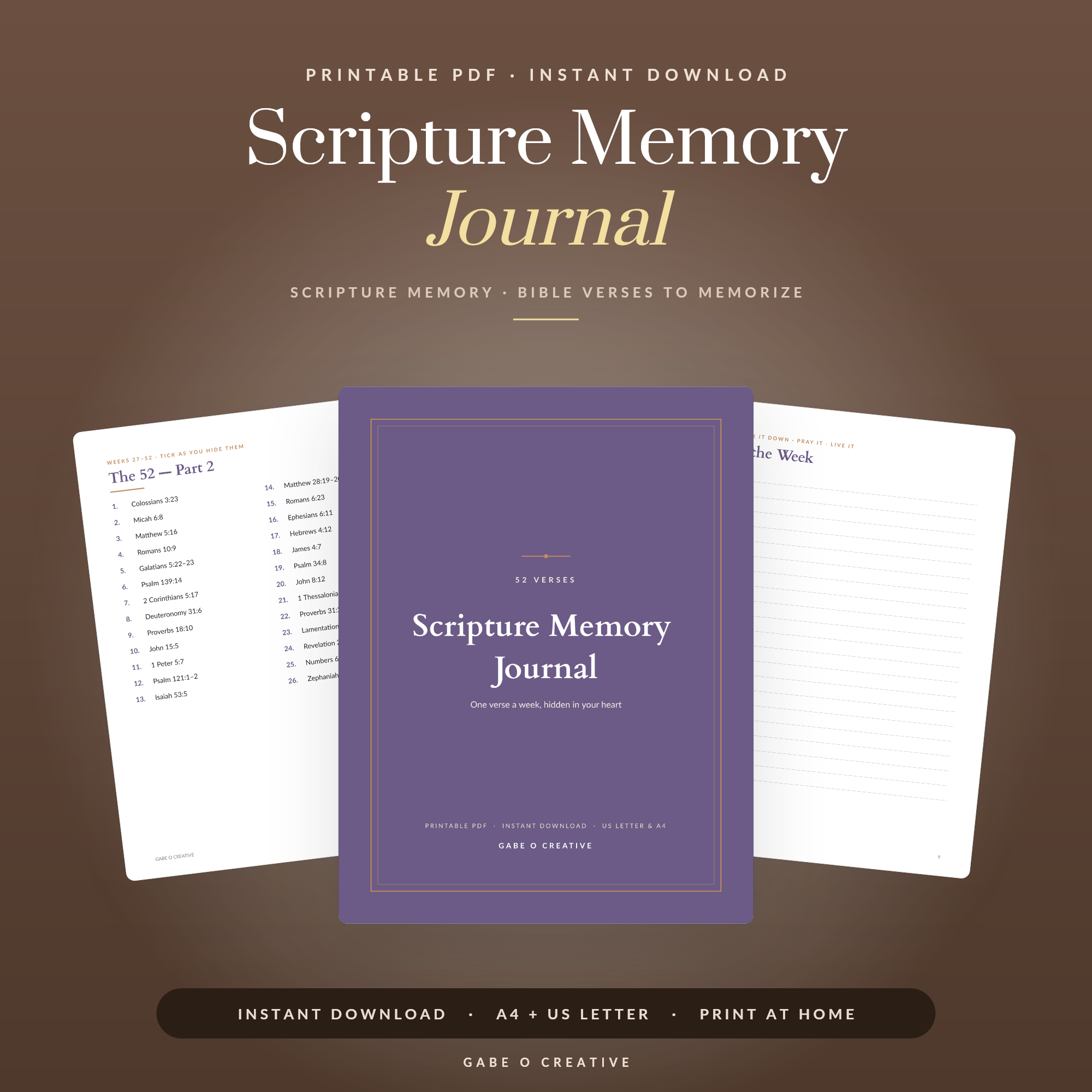 Scripture Memory Journal — One verse a week, hidden in your heart