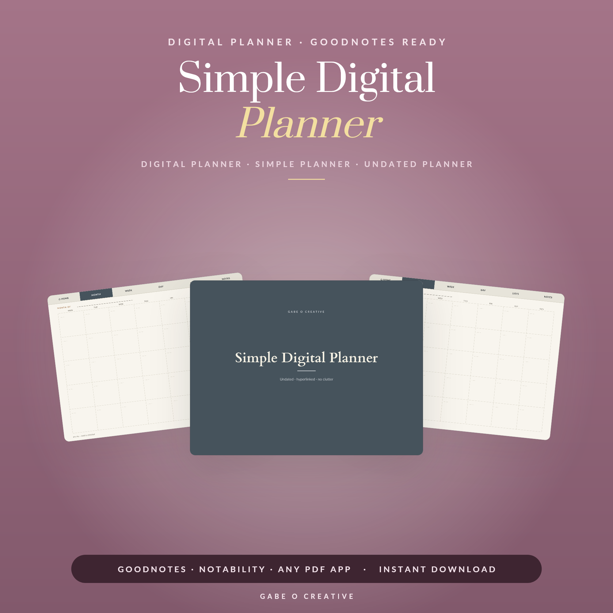 digital planner pages on tablet