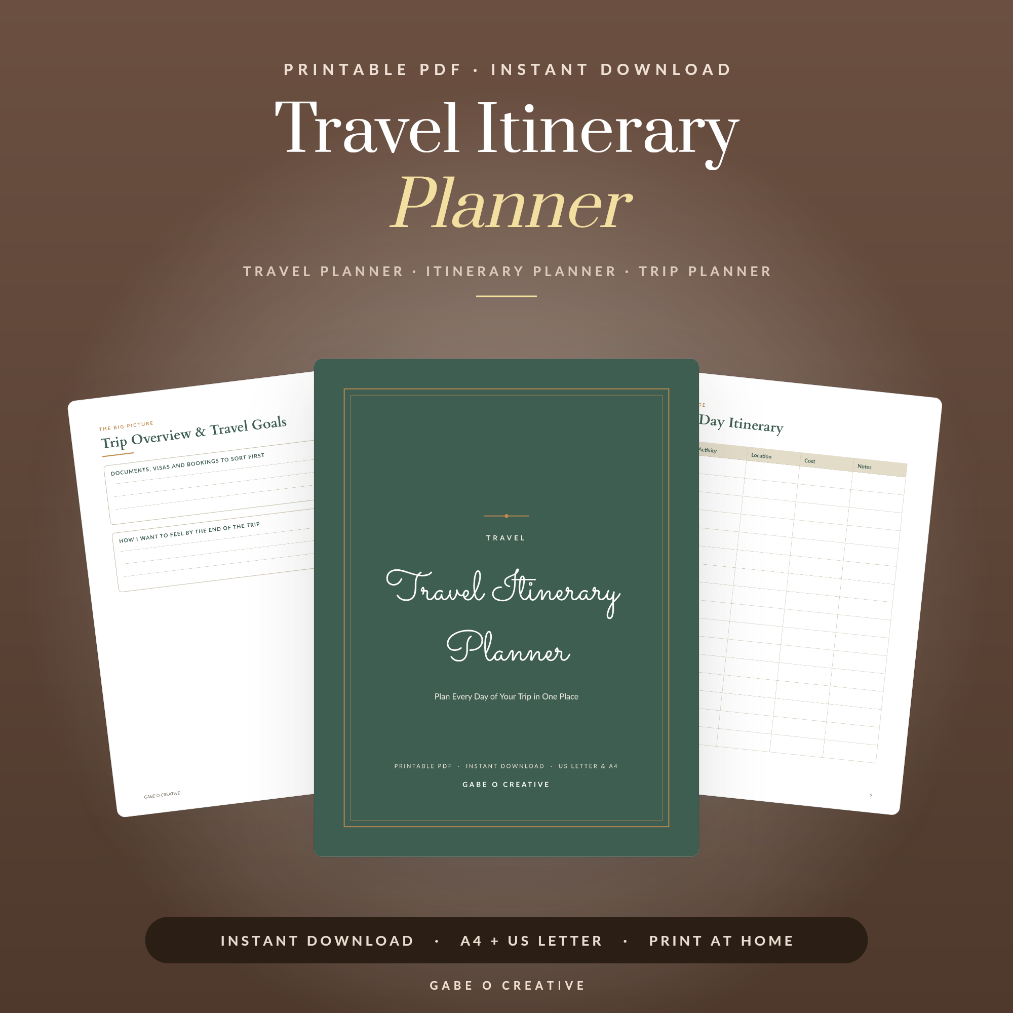 laptop showing a travel itinerary spreadsheet beside a passport