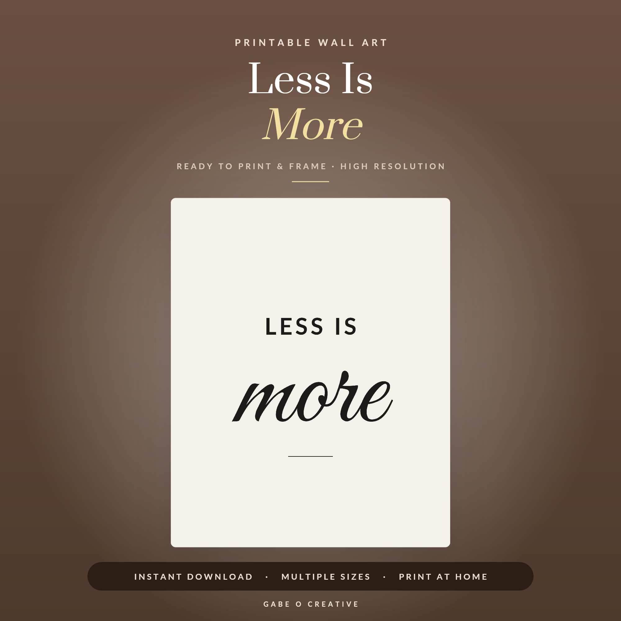 Less Is More