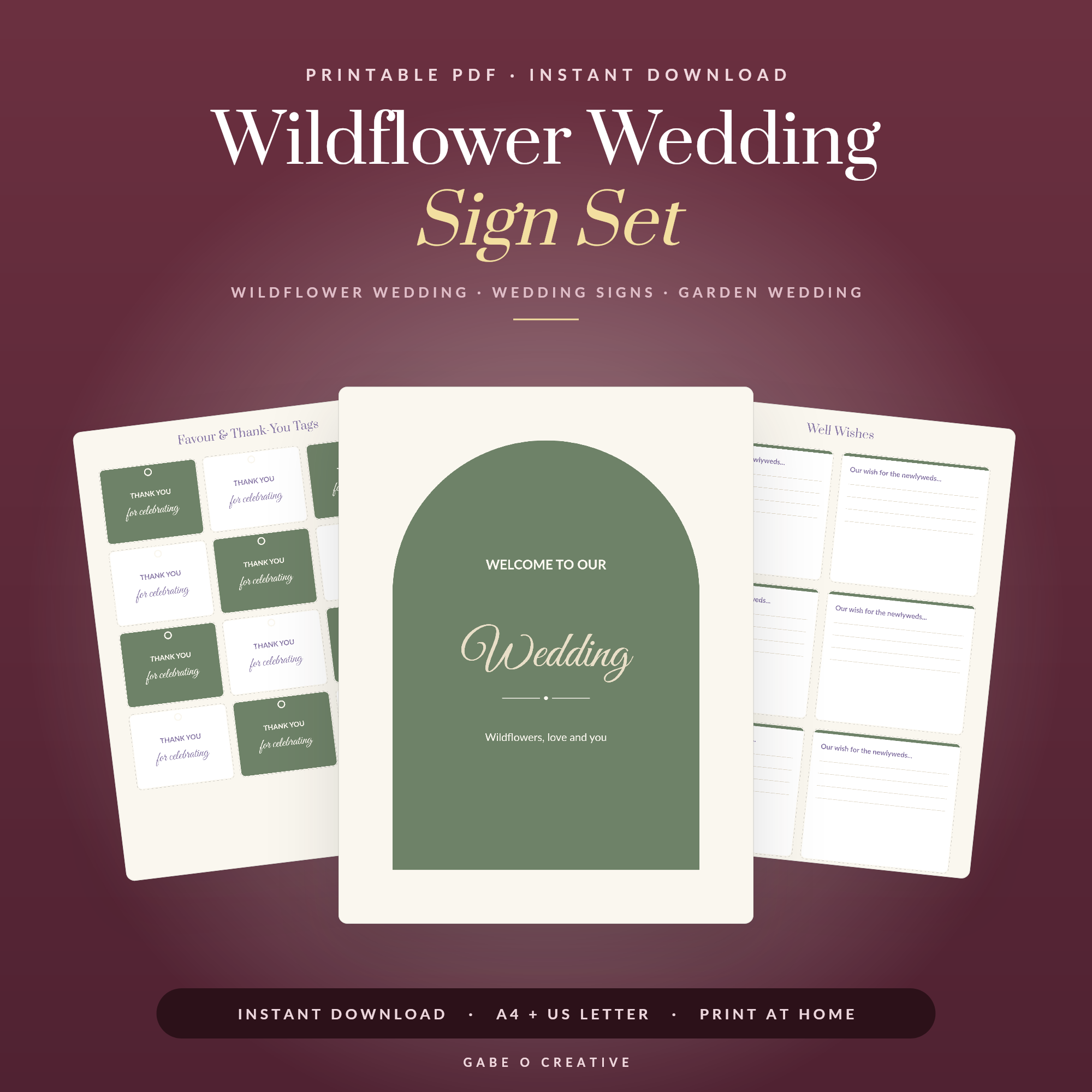 Wildflower Wedding Sign Set